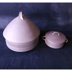 Vintage Dansk Denmark IHQ Quistgaard Flamestone Round Fluted Brown Oven Bowl Set